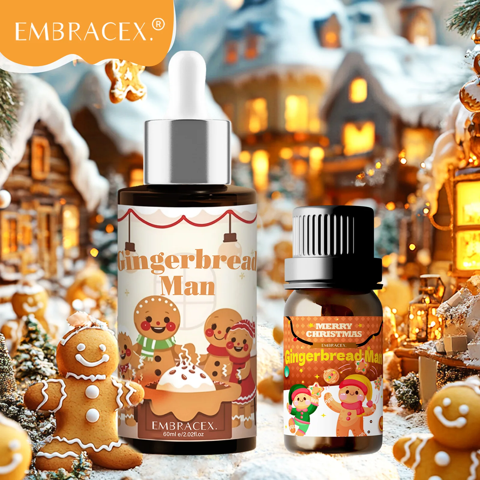10ml 60ml Gingerbread Man Fragrance Essential Oils Long Lasting Perfumes Can Make Christmas Candle Perfume Oil