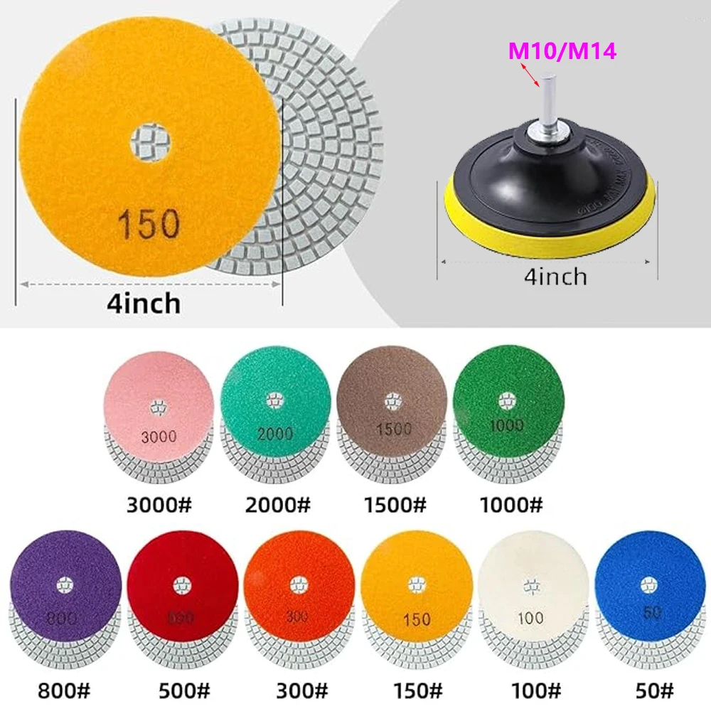 3/4/5/6/7 인치 다이아몬드 연마 패드 드릴 샌딩 화강암 대리석 석영 타일 유리 연삭 도구에 대한 건식/습식 버프 디스크 연마재