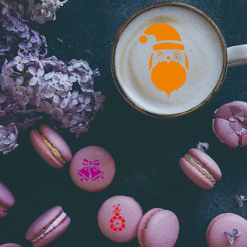 30ชิ้นคุกกี้เค้กแม่แบบลายฉลุกาแฟ Reusable ภาพวาดเค้ก Stencil แม่แบบลายนูนแม่พิมพ์