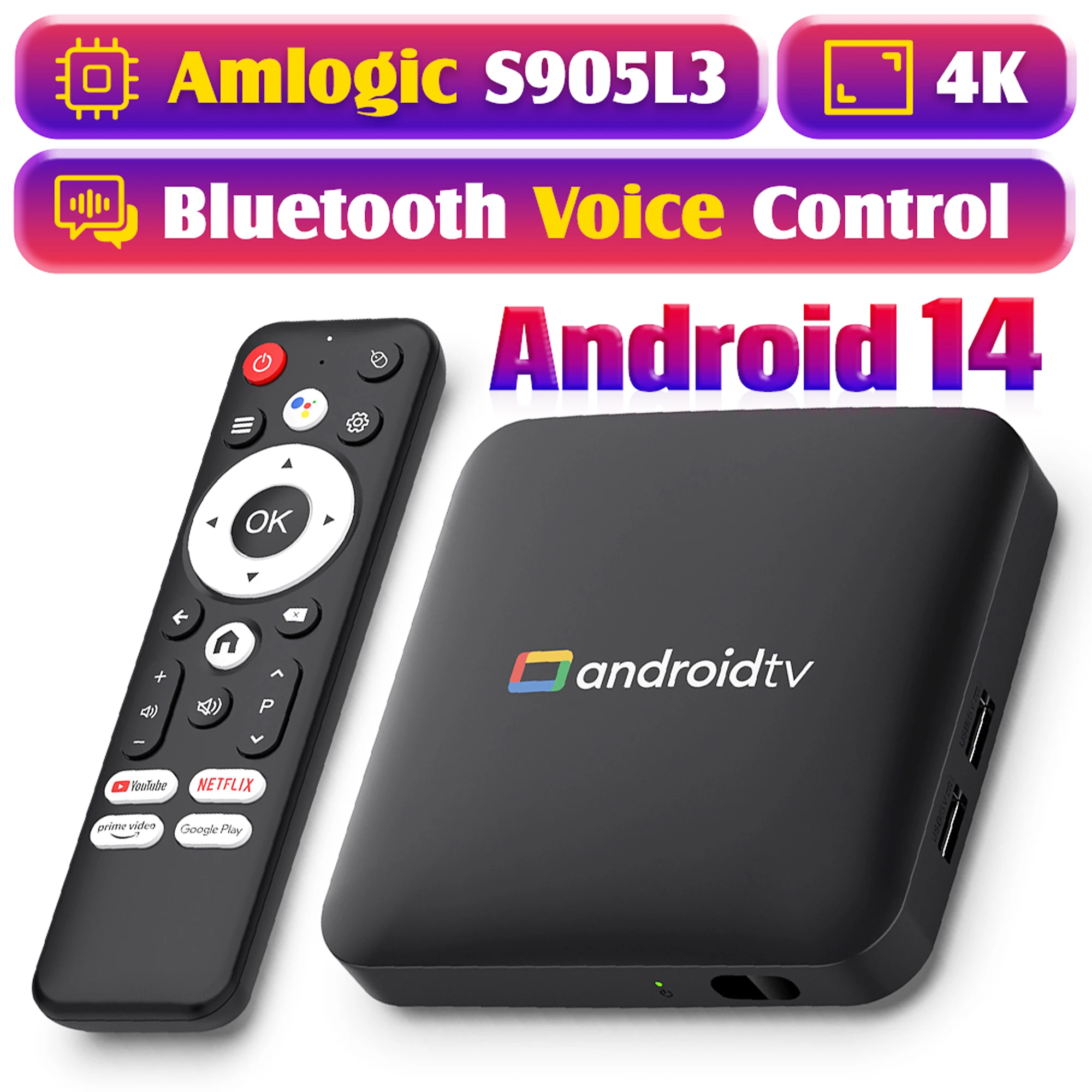 Android 14,0 Smart TV Box H96 Max S905L3 cine en casa Bluetooth con reproductor multimedia de voz de Google 2G 16G 4K HD Video Set TV BOX