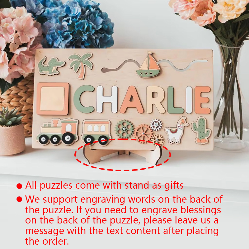 Montessori Personalised Wooden Puzzle Baby Custom First Name Puzzle Customization Letter Board Gift Child Jigsaw Educational Toy