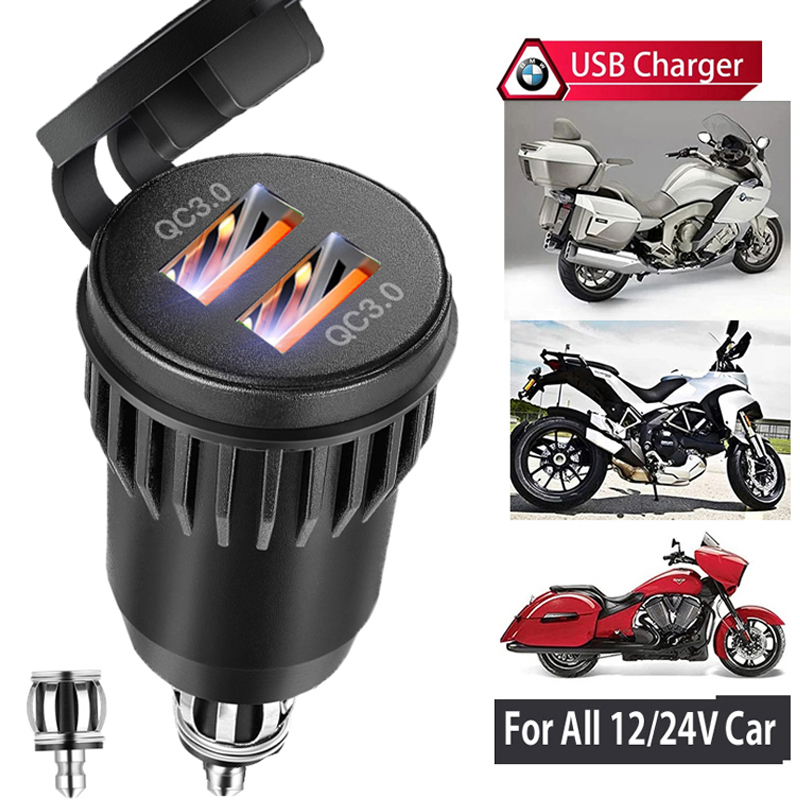 Fast Charging Adapter Motorcycle QC 3.0 motorcycle socket 12v to usb c eu plug Hella DIN Plug Socket Power for BMW