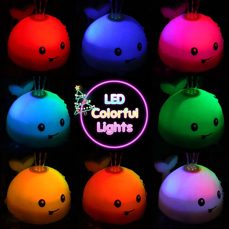 Baby Light Up ของเล่นปลาวาฬสปริงเกลอร์อัตโนมัติอ่างอาบน้ําของเล่นเด็กทารกสระว่ายน้ําว่ายน้ําห้องน้ําของเล่นของขวัญเพลง LED Light