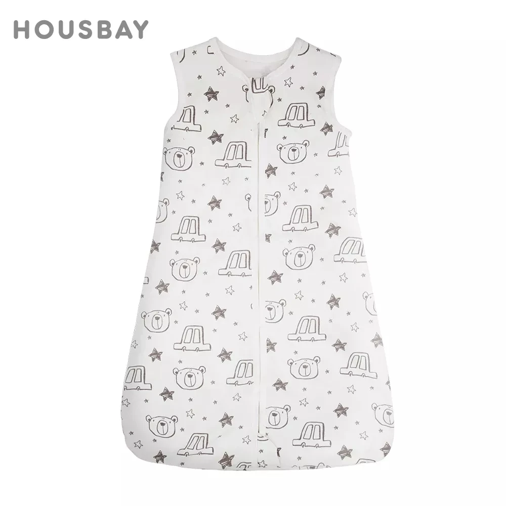 Slaapzakken Voor Baby 3-18Months Zomer Dunne Baby Een Stuk Nachtkleding Schattige Beer Print Cartoon Sleepsack Anti-kick Deken