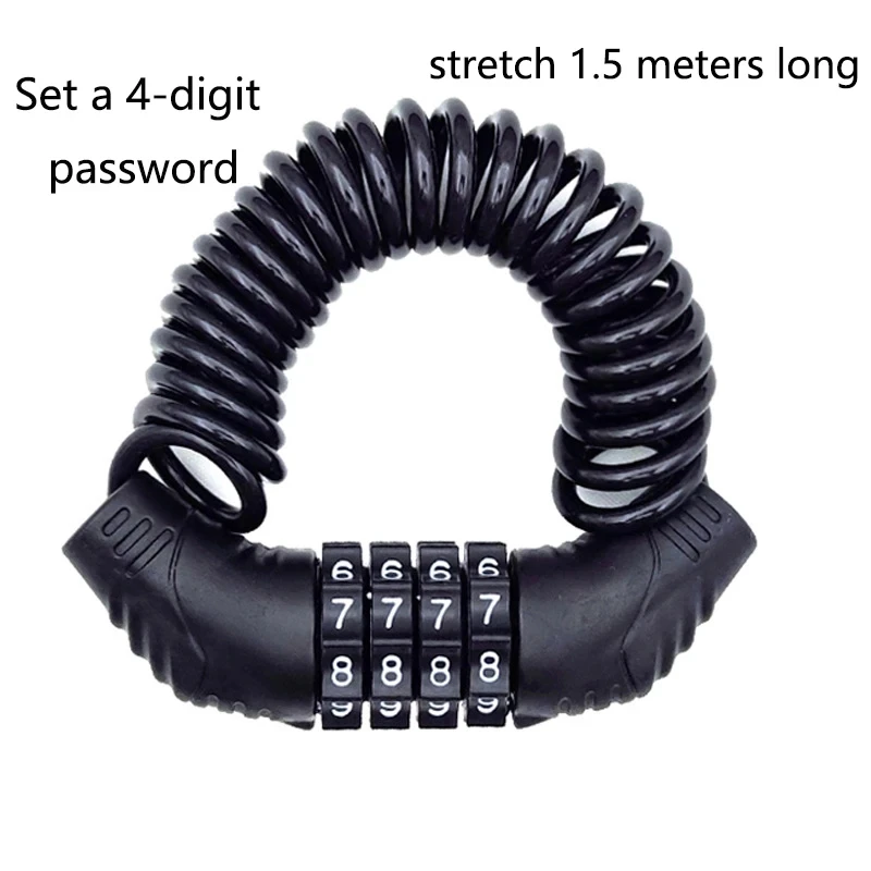 1 unidad de cerradura de cable con contraseña para casco de seguridad de coches eléctricos universales para motocicleta, candados antirrobo portátiles para bicicleta de montaña y carretera