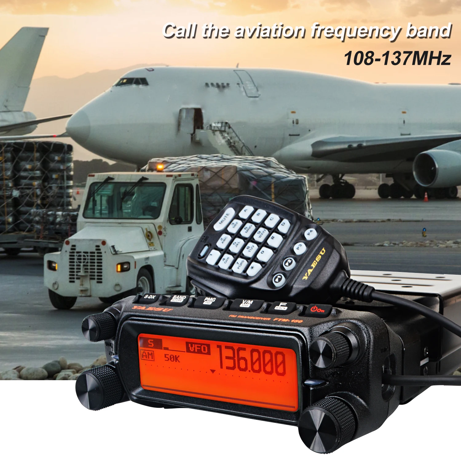 Yaesu FTM-150E ASP Mobile 144/430MHz FM VHF 55W/ UHF 50W Dual Band Transceiver FTM-150 Air Band Receive Front Panel Separation