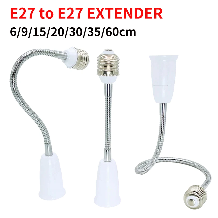 Portalampada flessibile per estensione lampadina a LED da E27 a E27 20CM 30CM 40CM 50CM 60CM Portalampada convertitore base lampada a LED portalampada