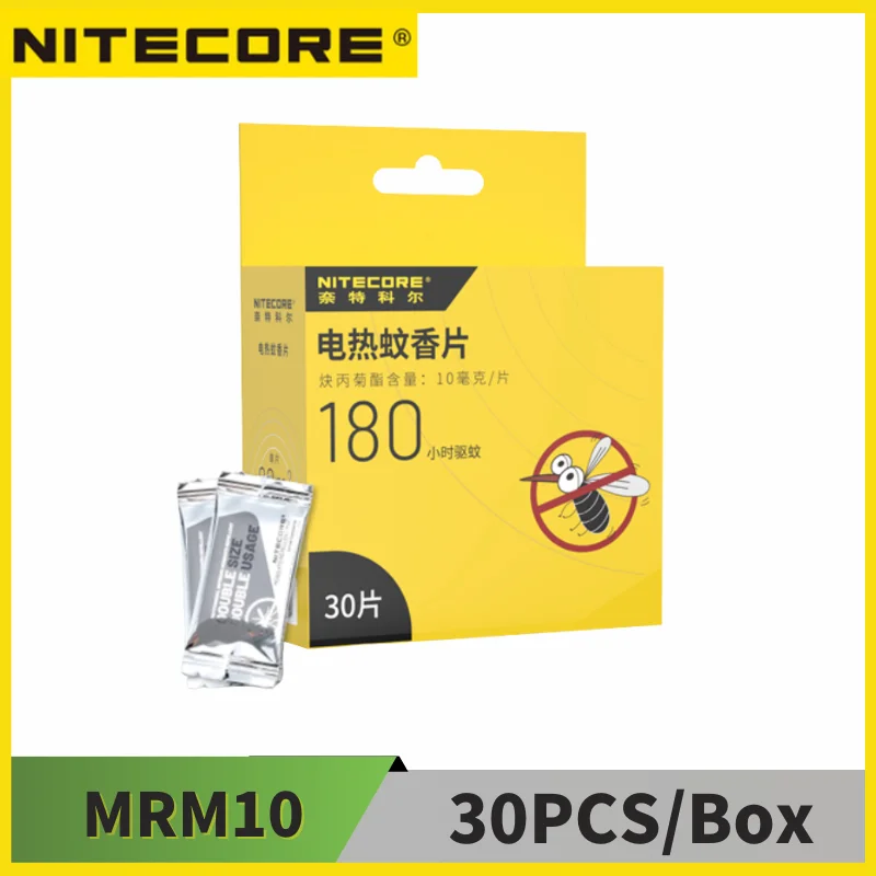 NITECORE-repelente de mosquitos eléctrico MRM10, tabletas de doble tamaño, doble uso para el hogar, al aire libre, 30 piezas
