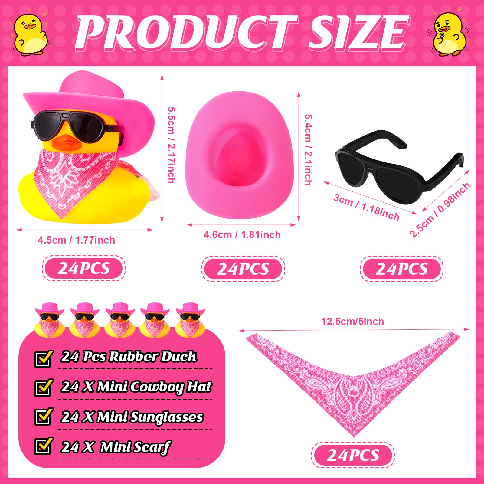 ミニラバーカウボーイダック,24個,バスおもちゃ,誕生日パーティー用品,夏