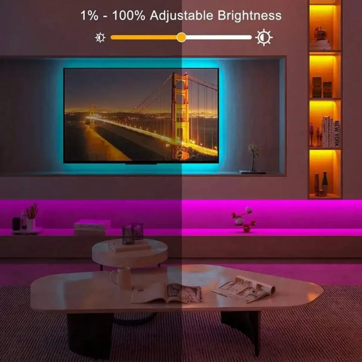 LED strip for TV back, with infrared remote control RGB lamp, suitable for bedroom, home, game room, party and wall decoration