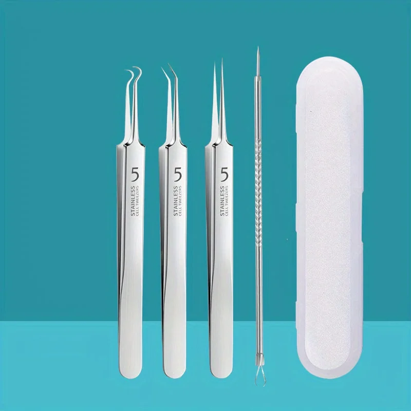 ชุดเครื่องมือกําจัดสิวสแตนเลส 4/7/8 ชิ้น - ชุด Blackhead & Pimple Popper สําหรับทุกสภาพผิว, ปราศจากน้ําหอม, เครื่องมือเสริมความงาม