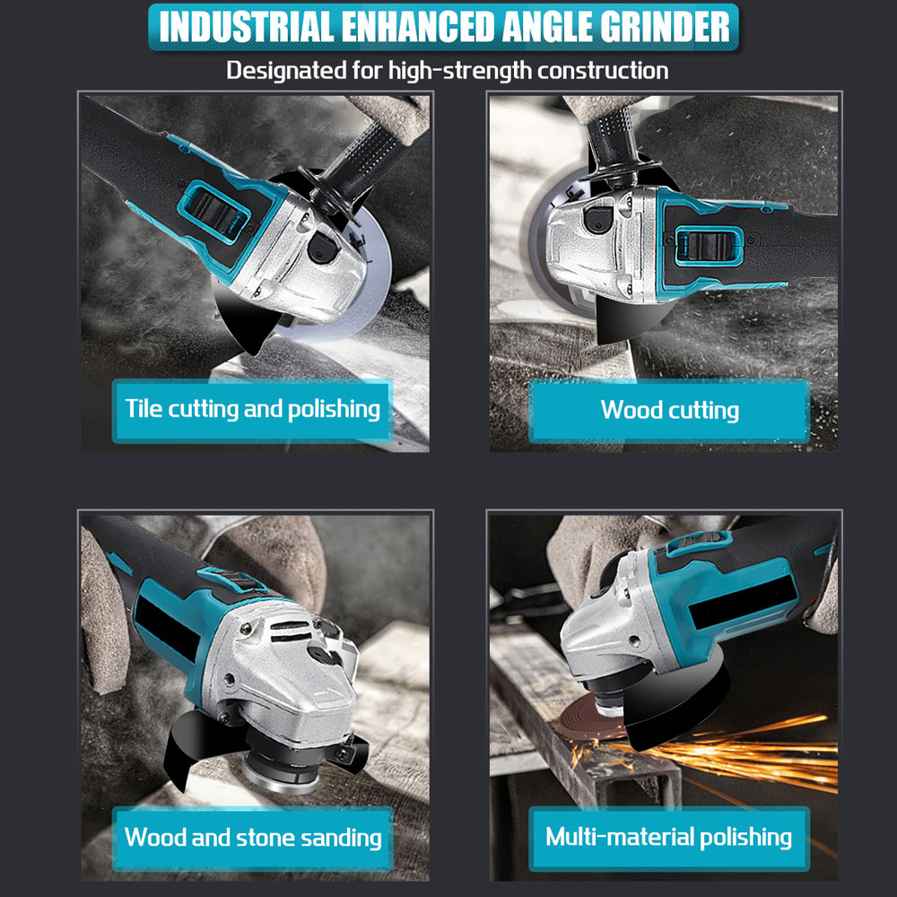 125MM Brushless Electric Angle Grinder Variable Speed M14 Cutting Machine Woodworking Power Tool for Makita 18v Battery