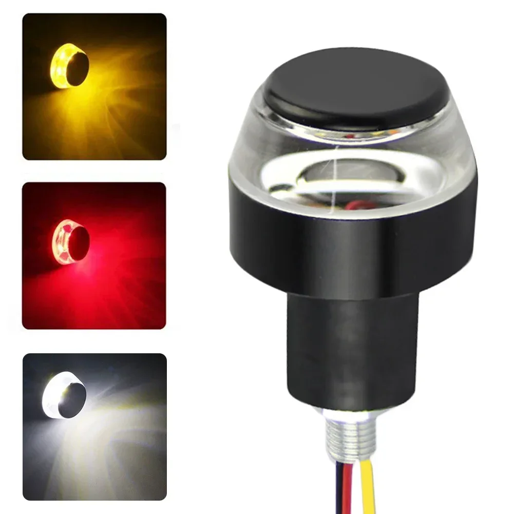 2 Stuks Motorfiets Led Stuur End Richtingaanwijzer Wit Geel Flasher Handgreep Bar Blinker Zijmarkeringslamp verlichting 12V