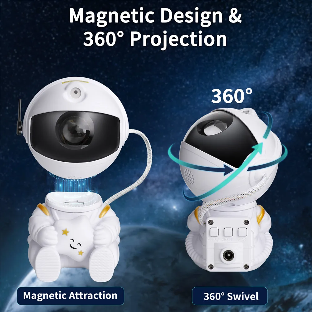 Proyector de luz de astronauta con nebulosa, proyector de galaxia, luz nocturna, proyector de estrellas para decoración del hogar, dormitorio, regalo para niños