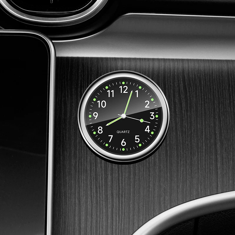 1pc Glow Decorative Clock Car Clock Mini Quartz Analog Car Dashboard Time Stick-On Clock Watch for Car Decoration Exclusive