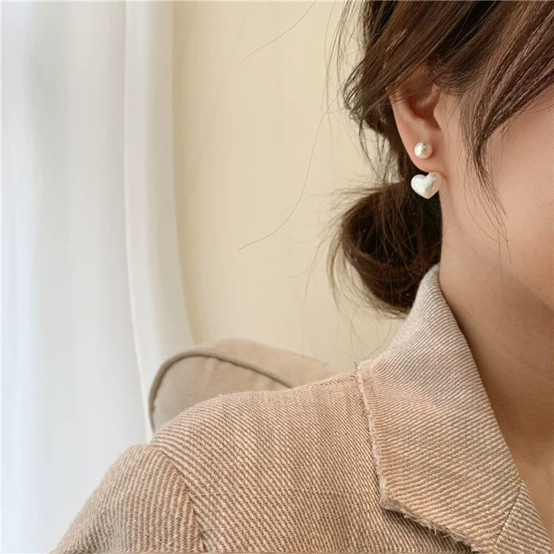 Elegant Heart เลียนแบบ Pear STUD ต่างหูผู้หญิงเกาหลี EAR STUD งานแต่งงานเครื่องประดับของขวัญวันวาเลนไทน์
