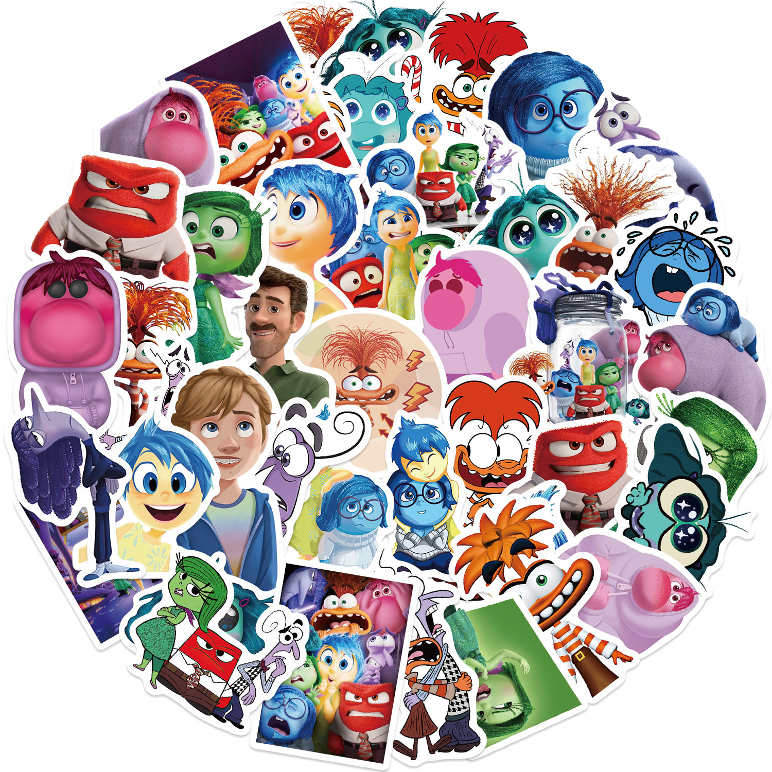 50 Uds. De pegatinas de película de Disney Inside Out, decoración de grafiti de dibujos animados, monopatín, portátil, Notebook, equipaje, calcomanía impermeable, juguete
