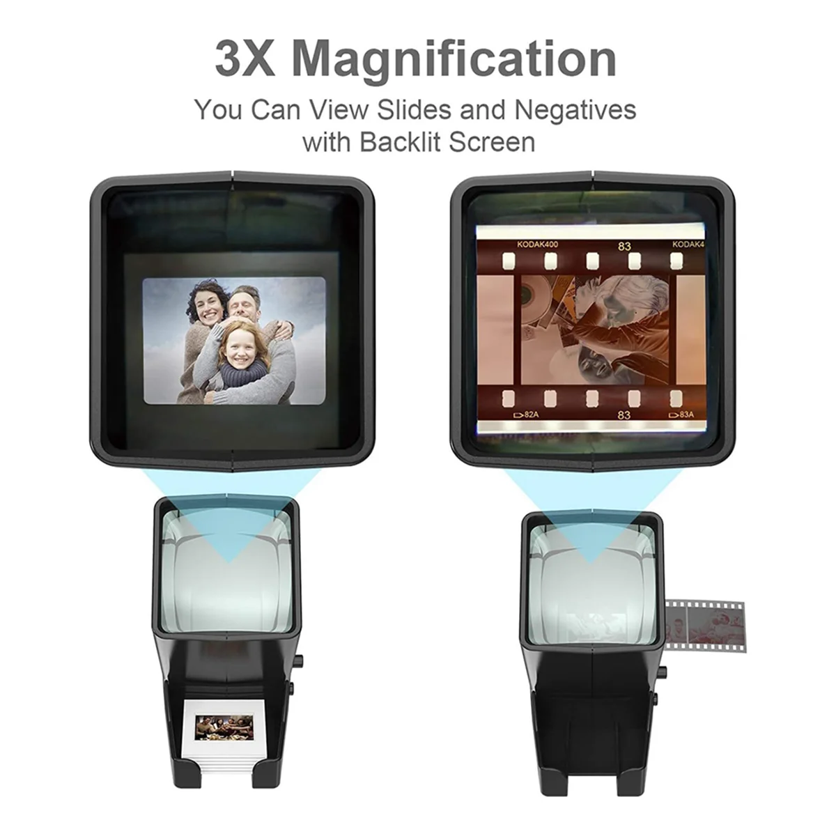 BABQ 35mm Slide Viewer, 3X ขยาย, USB ขับเคลื่อน/การทํางานของแบตเตอรี่-สําหรับ 35mm Daylight Film Slide และ Negative Viewer