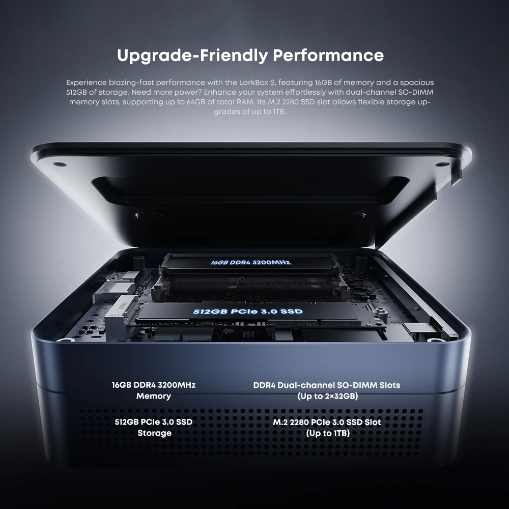 CHUWI 2024 LarkBox S Mini PC Intel Core i3-1220P Windows 11 Mini Pc 16GB DDR4 512GB PCIe M.2 SSD WIFI5 BT5.1 Computador de mesa