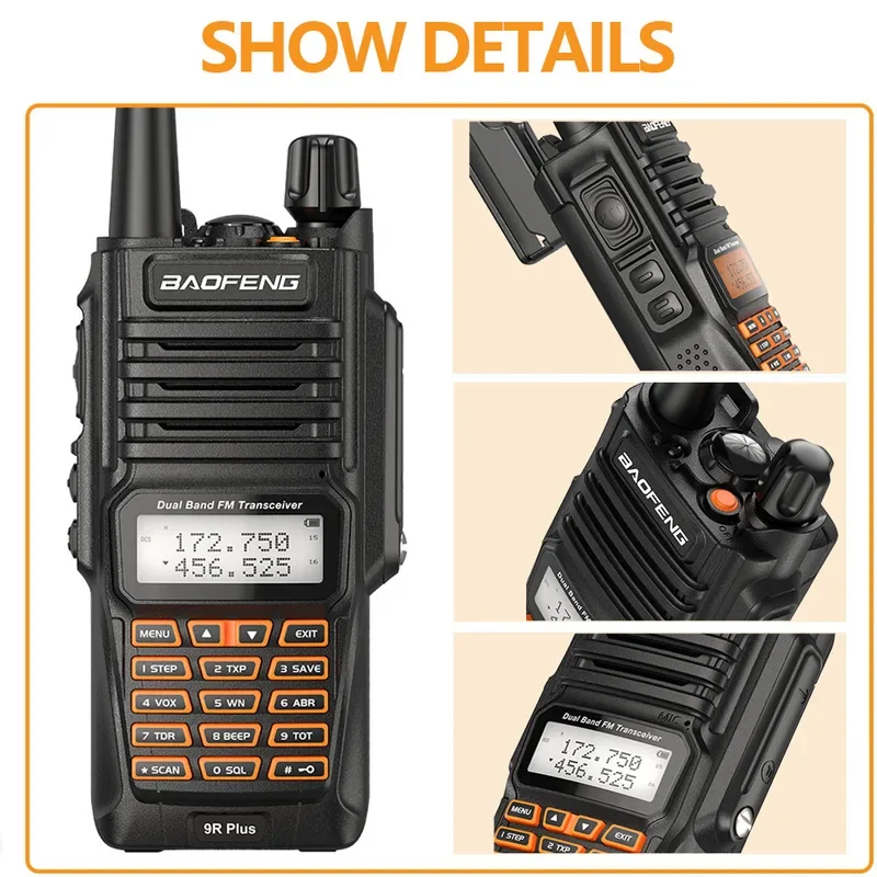 Baofeng UV-9R Plus 10W IP68 Waterproof Dual Band 136-174/400-520MHz Ham Radio BF-UV9R Walkie Talkie 10KM Range UV 9R Plus
