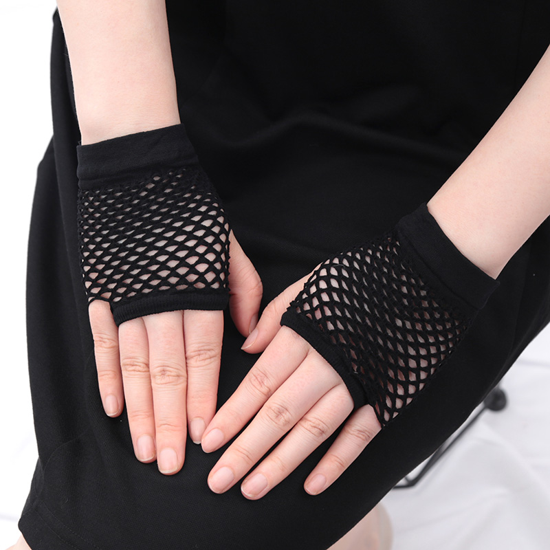 Womens 섹시 할로우 아웃 장갑 짧은 Fishnet 그물 장갑 핑거리스 메쉬 장갑 펑크 록 나이트 클럽 파티 팔 따뜻하게 장갑