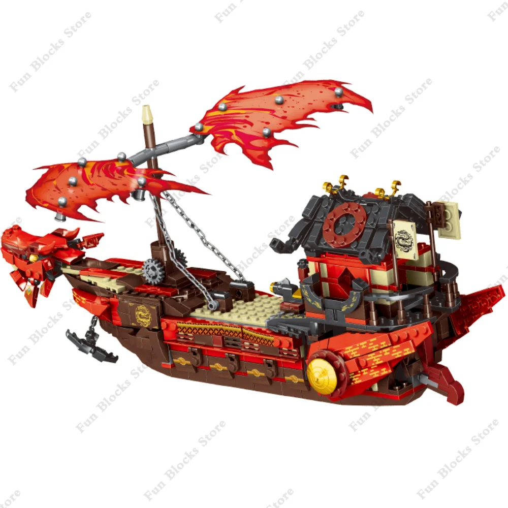 New Phantom Ninja Rồng Tàu Khối Xây Dựng Mô Hình Sodiers Con Số Thuyền Gạch Mộc Sáng Tạo Chuyên Gia Trẻ Em Đồ Chơi Cho Bé Trai Trẻ Em