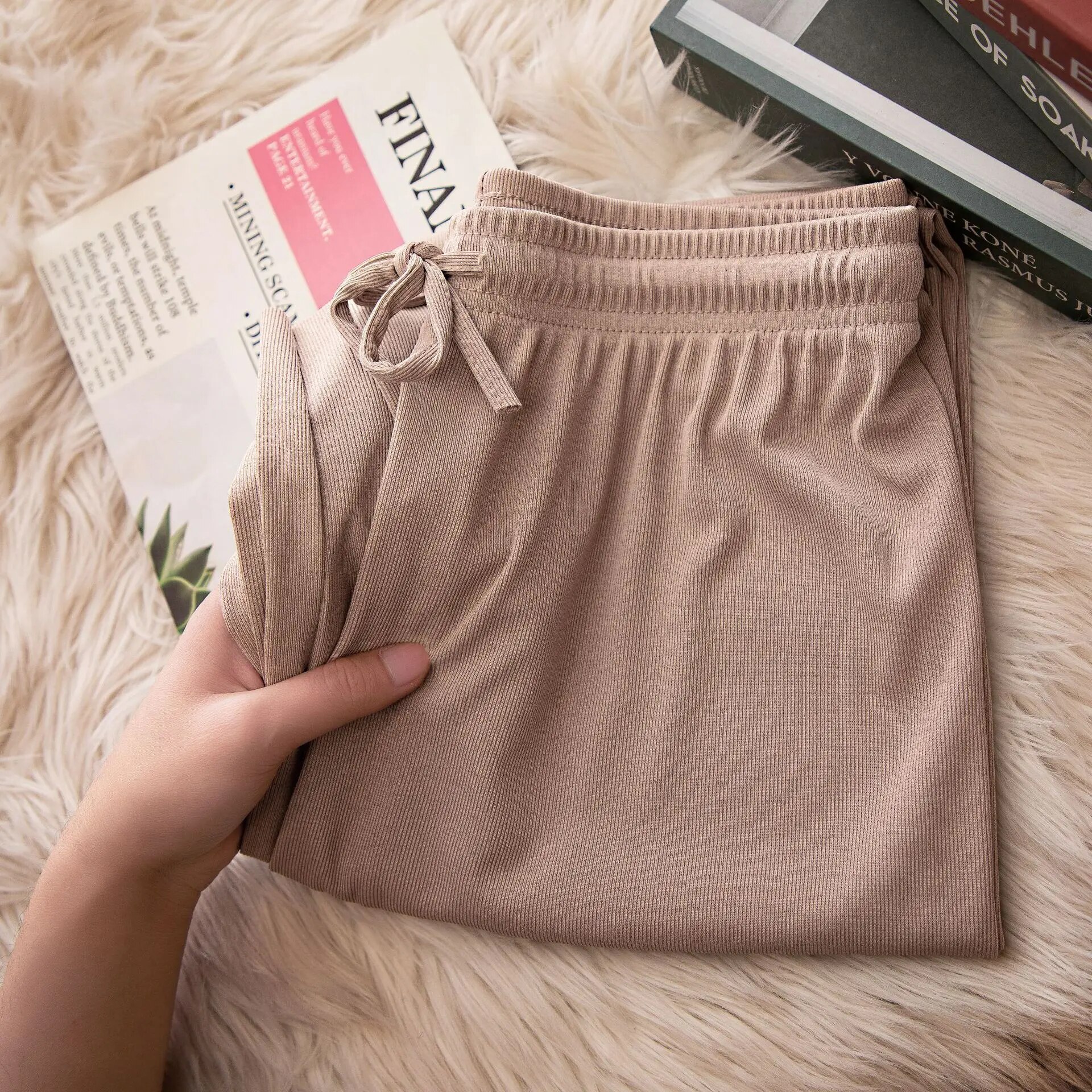 Pantalones largos de pierna ancha para mujer, calzas básicas holgadas de cintura elástica, informales, primavera y verano