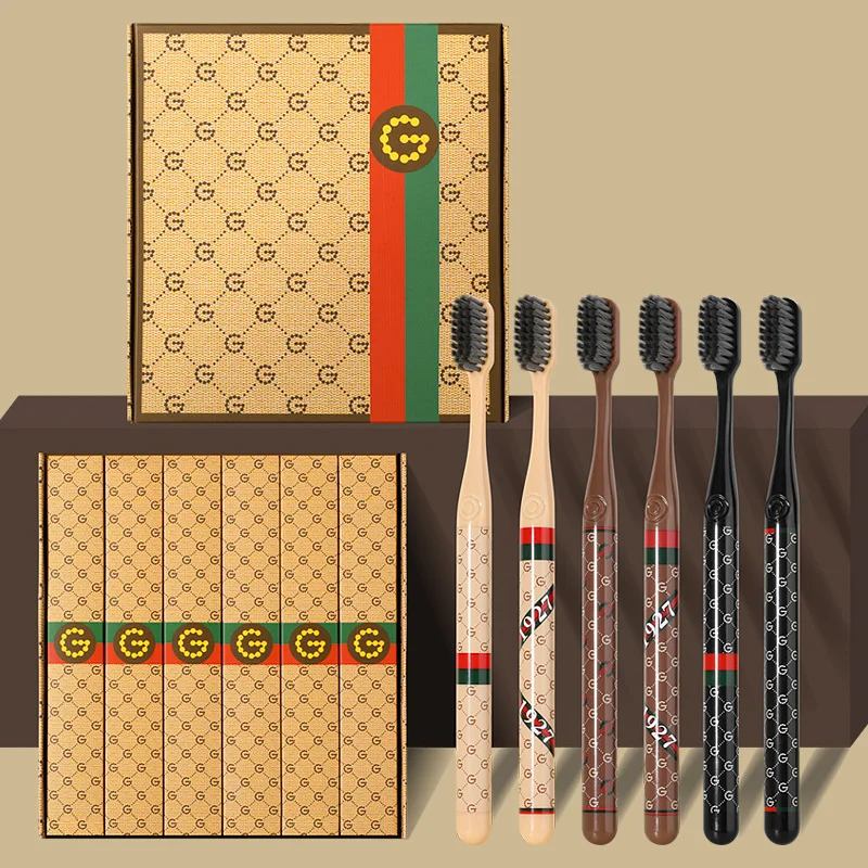 Conjunto de escova de dentes de alta qualidade, 6/caixa, cuidados bucais, limpeza de cabelo macio, ferramentas de limpeza doméstica, adequadas para adultos, vida diária