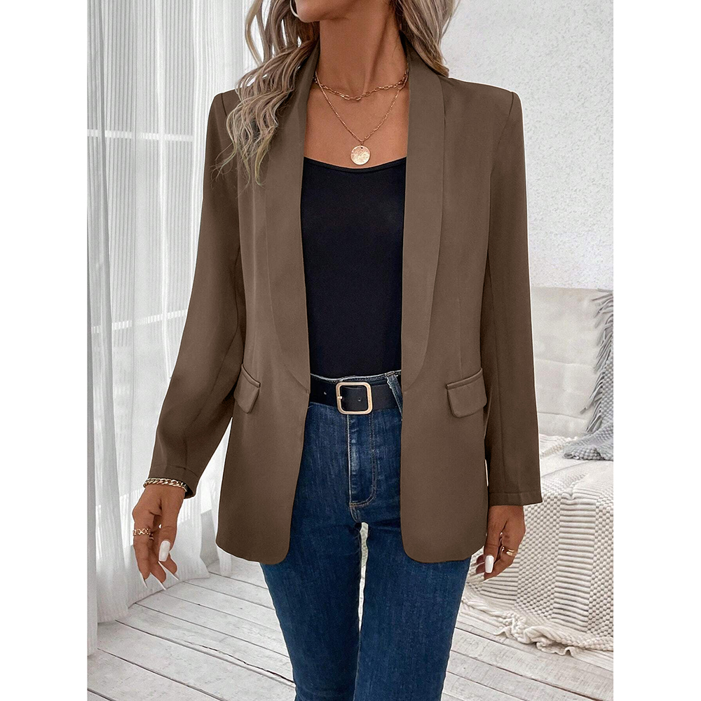 Mia Muse Women's Blazers All Season French Solid Color Long Sleeve Lapel Elegant Blazers