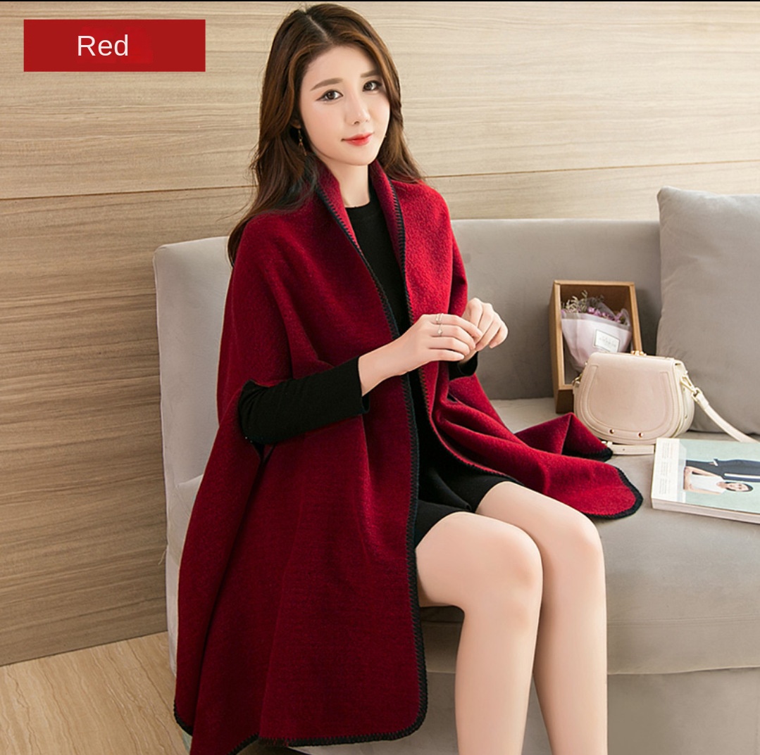 Xale grosso de caxemira feminino, roupa exterior de luxo, cachecol de alta qualidade, capa de uso duplo, casaco novo, outono e inverno, 2023