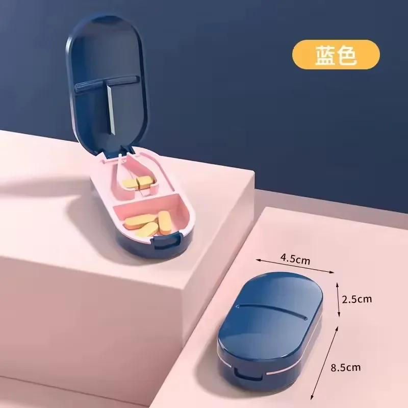 Portable Multiple Pill Cutter with Storage Box Pill Crusher Adjustable Pill Splitter Stainless Steel Cutting Blade