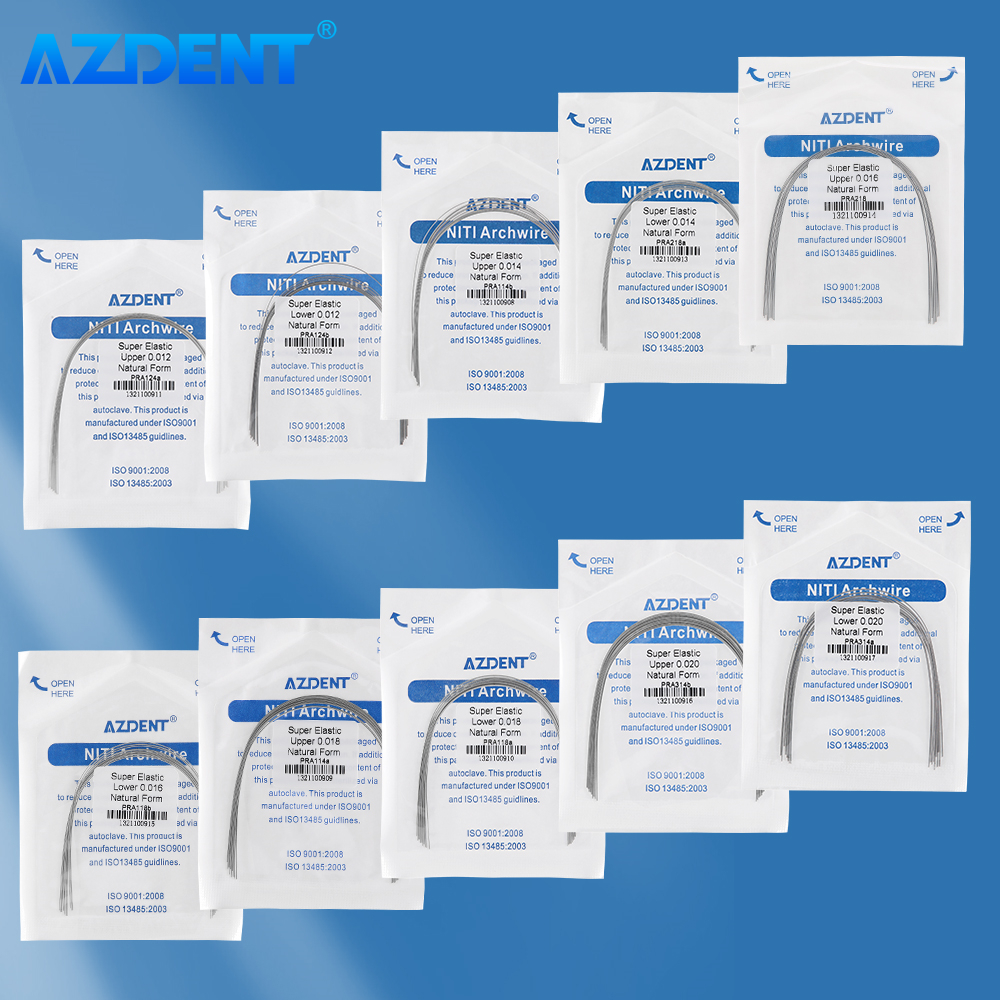 AZDENT 10 パック歯科矯正アーチワイヤー超弾性 Niti ニッケルチタンラウンド長方形アーチワイヤー自然フォーム