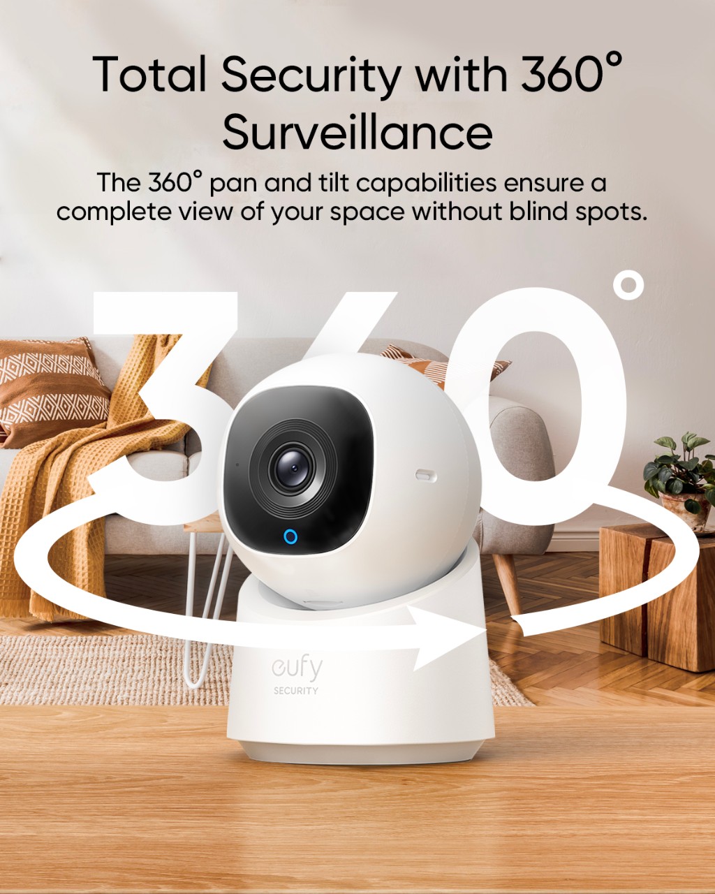 eufy Security Indoor Cam C220 Cámara de seguridad con resolución 2K con 360 ° Cámara interior de seguridad enchufable PTZ con Wi-Fi Human