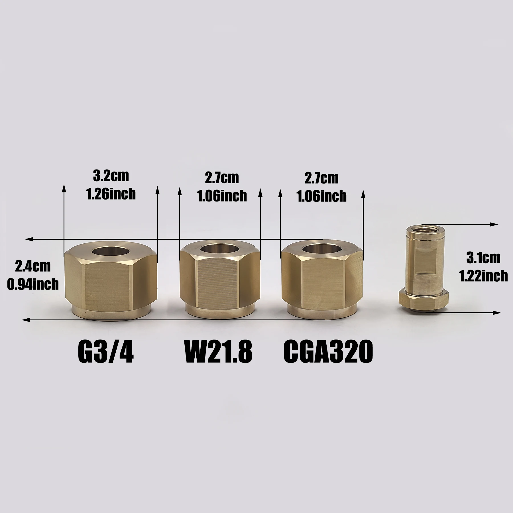 W21.8, G3/4, CGA320 Copper Nut Washer Set For CO2 Tank Cylinder Soda Water Soda Maker External Hose Adapter M10 Thread
