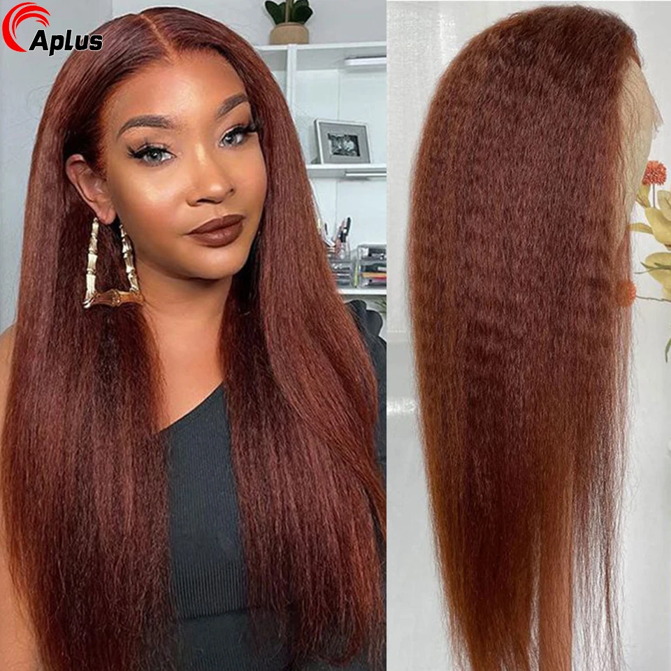 Lace Front Curly Perucas com HD Glueless, peruca pré-arrancada, peruca frontal de renda, avermelhada, marrom, perverso, reto, desgaste colorido, 13x6