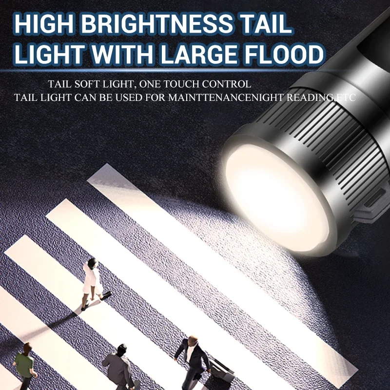 Lanternas led p70 poderosas, 5000lm, luz tática ultra brilhante, holofotes de emergência, zoom telescópico, bateria 18650 embutida