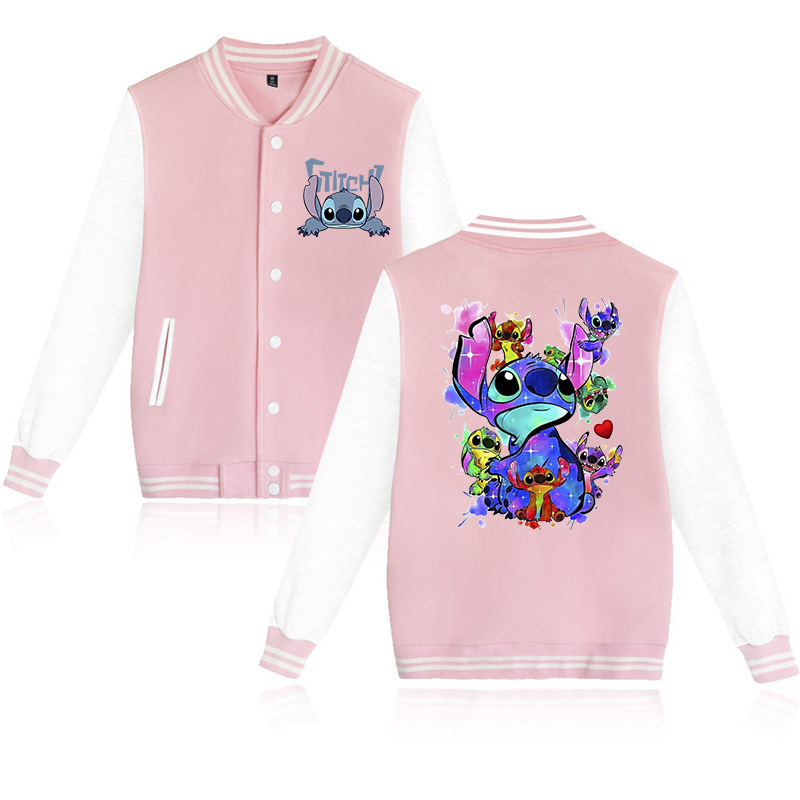 Sudadera con capucha de Stitch de Disney, chaqueta de béisbol para niños, sudadera para hombres y mujeres, chaquetas Harajuku para niños y niñas, ropa de calle, abrigos universitarios