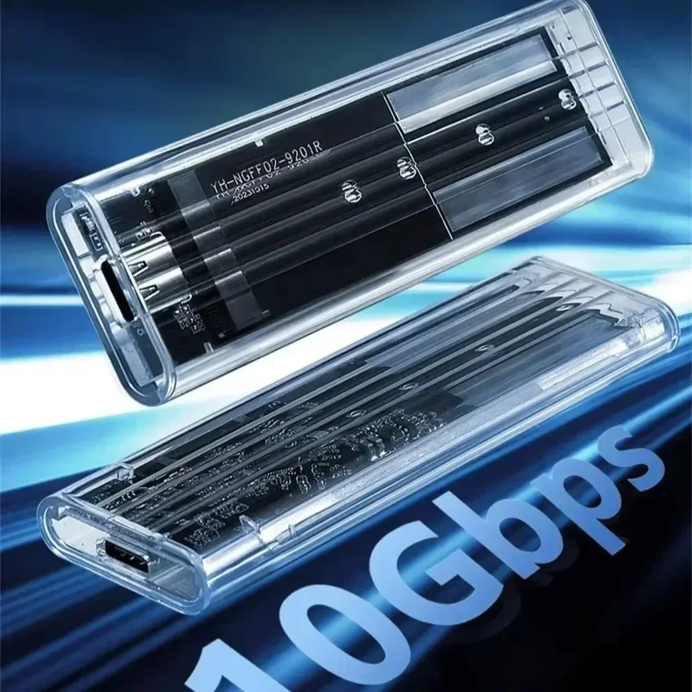 M.2 NVME PCIe Case NGFF SATA Protocol SSD Case Clear USB Type C 10Gbps PCI-E M2 SSD Transparent External Enclosure Hard Disk Box