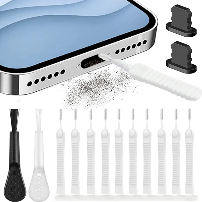 Kit di pulizia per rimozione spina antipolvere per porta di ricarica del telefono cellulare per iPhone 15 14 13 Pro Max Spazzola per pulizia antipolvere per tastiera del computer