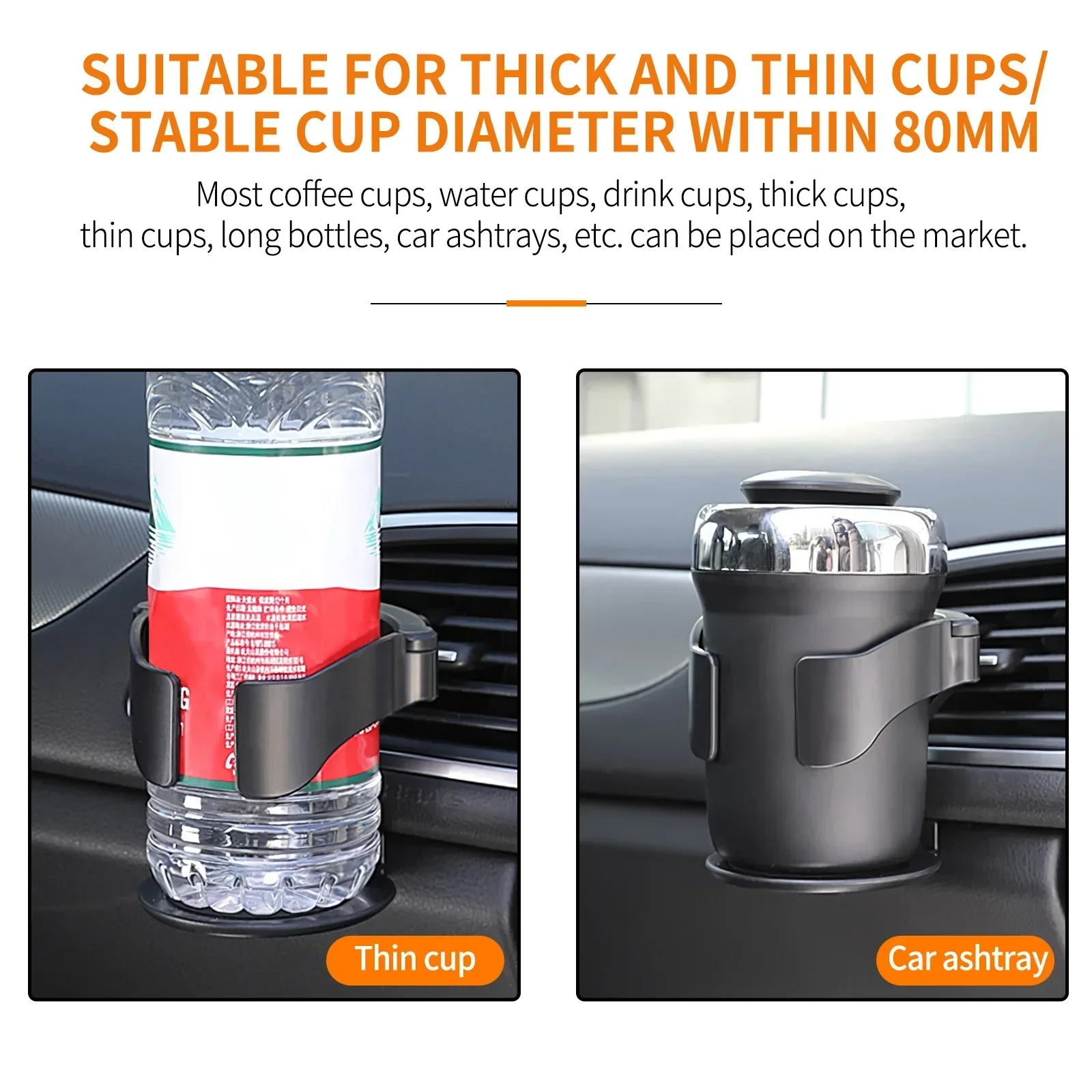 Portavasos Universal para coche con montaje en salida de ventilación, sostiene cómodamente café, botellas de agua, latas y ceniceros