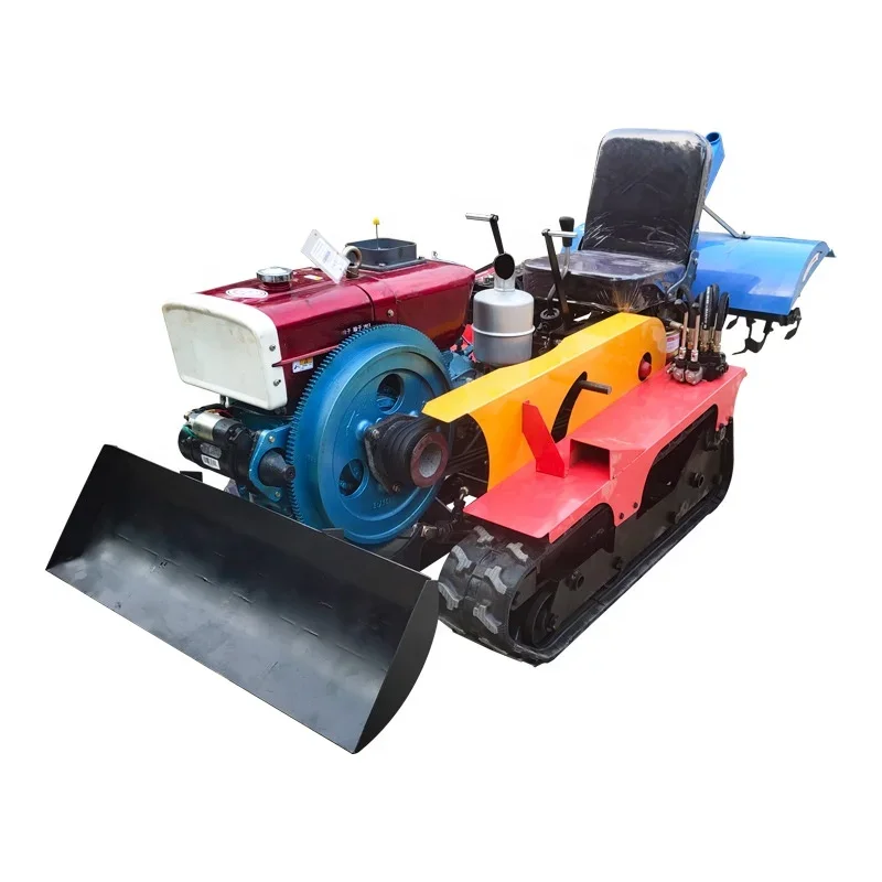 Farm Mini Diesel walking tractor tiller Rotary Plough Machine also named Crawler type micro-tiller