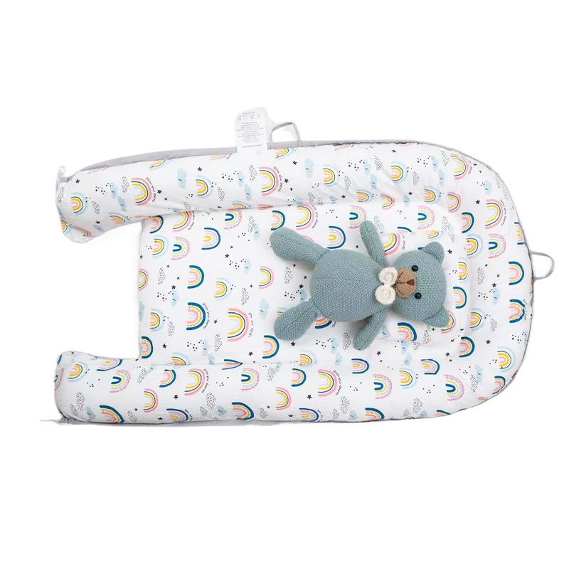 85*50cm Cotton Folding Baby Portable Crib Bed Bumper Nest Infant Accessory Bed Crib with Pillow Infant Toddler Cradle