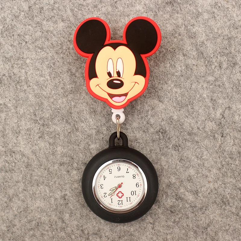 Orologio da tasca con mouse blu di grandi dimensioni stile dottore infermiera cartone animato retrattile e con clip per uomini e donne