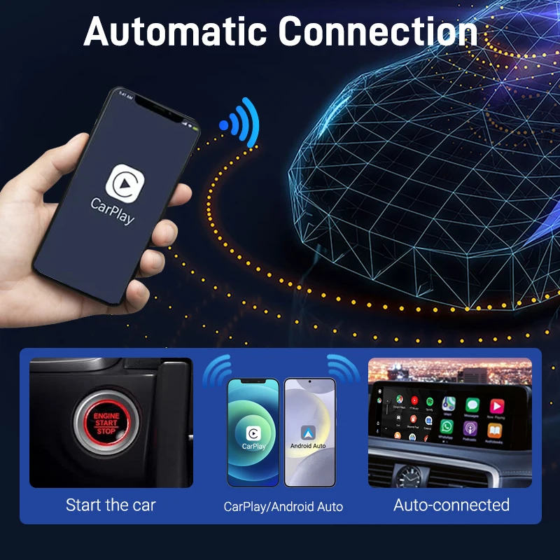 2025 nuevo 2 en 1 Mini caja inteligente adaptador Carplay inalámbrico Android Auto WIFI BT conexión automática para Toyota Volvo Benz MG Kia MAZDA FORD
