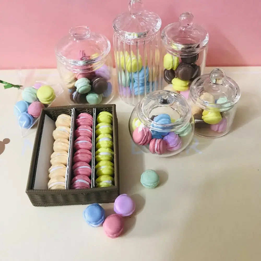Mới Kẹo Màu Macaron 1/12 Quy Mô Nhà Búp Bê Thu Nhỏ Macaron Món Tráng Miệng Bánh Cho Blyth Barbies OB11 1/6 BJD Nhà Búp Bê Chơi