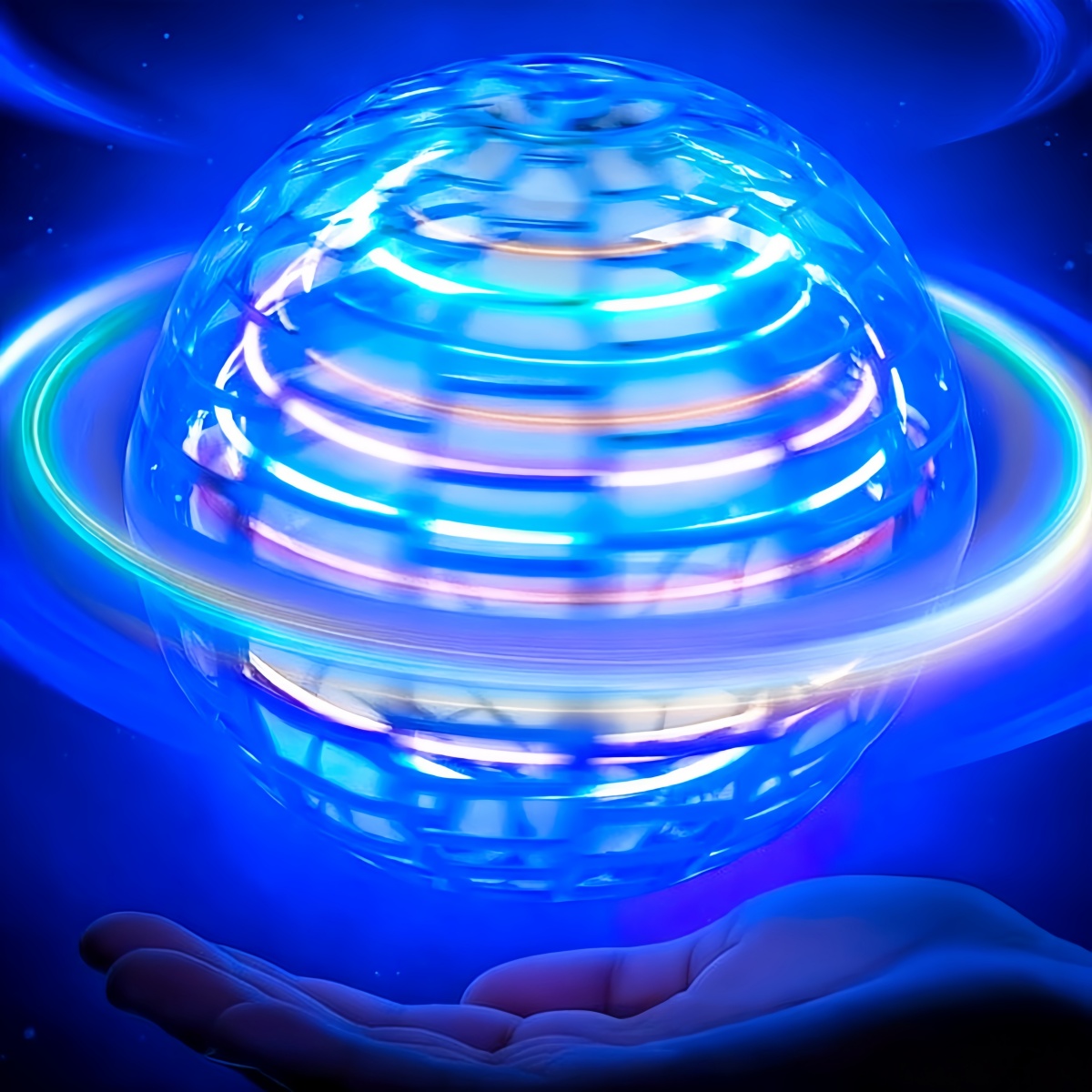 Flying Ball Children's Hand Controlled Color LED Cosmic Globe 360 ° Rotating Suspension Ball Suitable for Indoor and Outdoor Toy