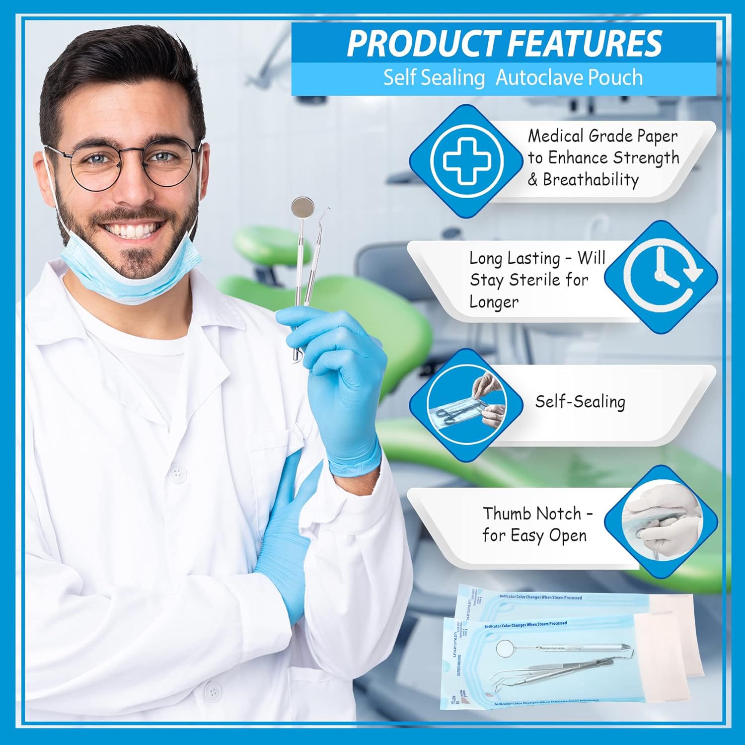 200 ชิ้น/ถุง Self-sealing ฆ่าเชื้อกระเป๋า 5 ขนาดเกรดทางการแพทย์กระเป๋าทิ้งเล็บ Tattoo อุปกรณ์เสริม