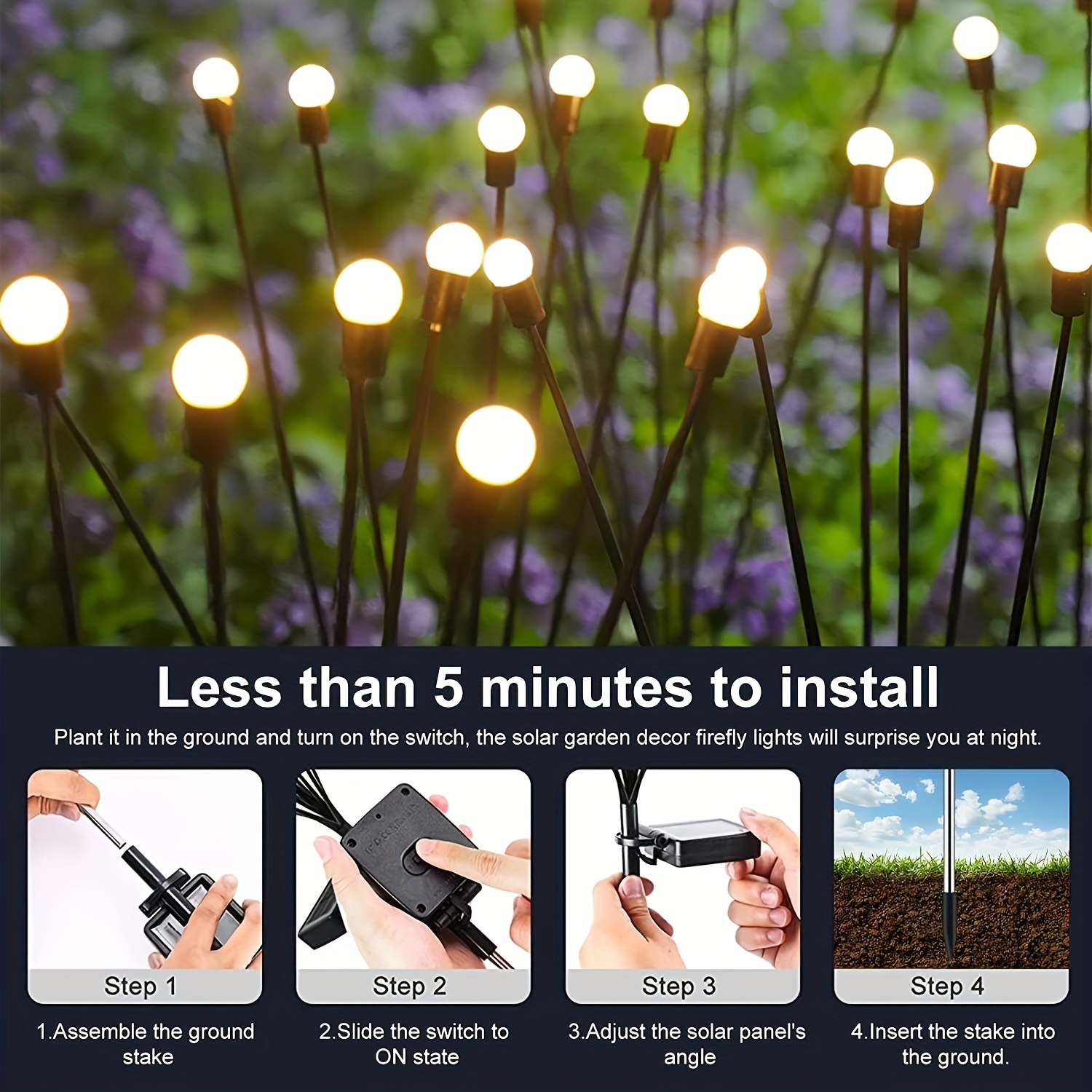 1/2/4 pcs Solar Garten Glühwürmchen Lichter im Freien wasserdichte Starburst Schaukel dekorative Lampen für Weg Hof Terrasse Weg Landschaft