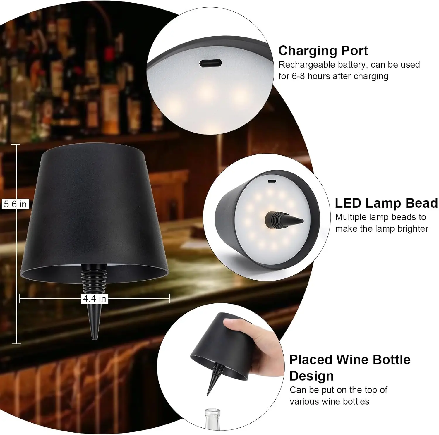 2025  Wine Bottle LED Lamp Desktop Decoration Lamp 3 Colors Rechargeable table Lamp for Bar Wine Bottles Decor Desk Lights
