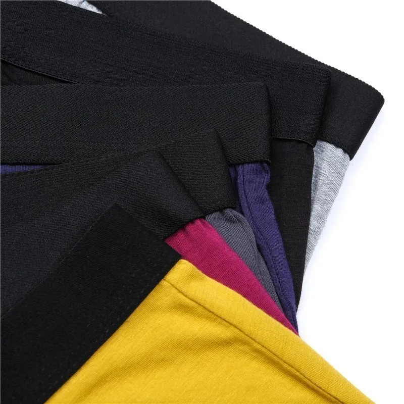 6pcs นักมวยผู้ชายไม้ไผ่เส้นใย Breathable สบายชุดชั้นในชายนักมวย Super-elastic กางเกงขาสั้นสีดํากางเกงกางเกงชาย